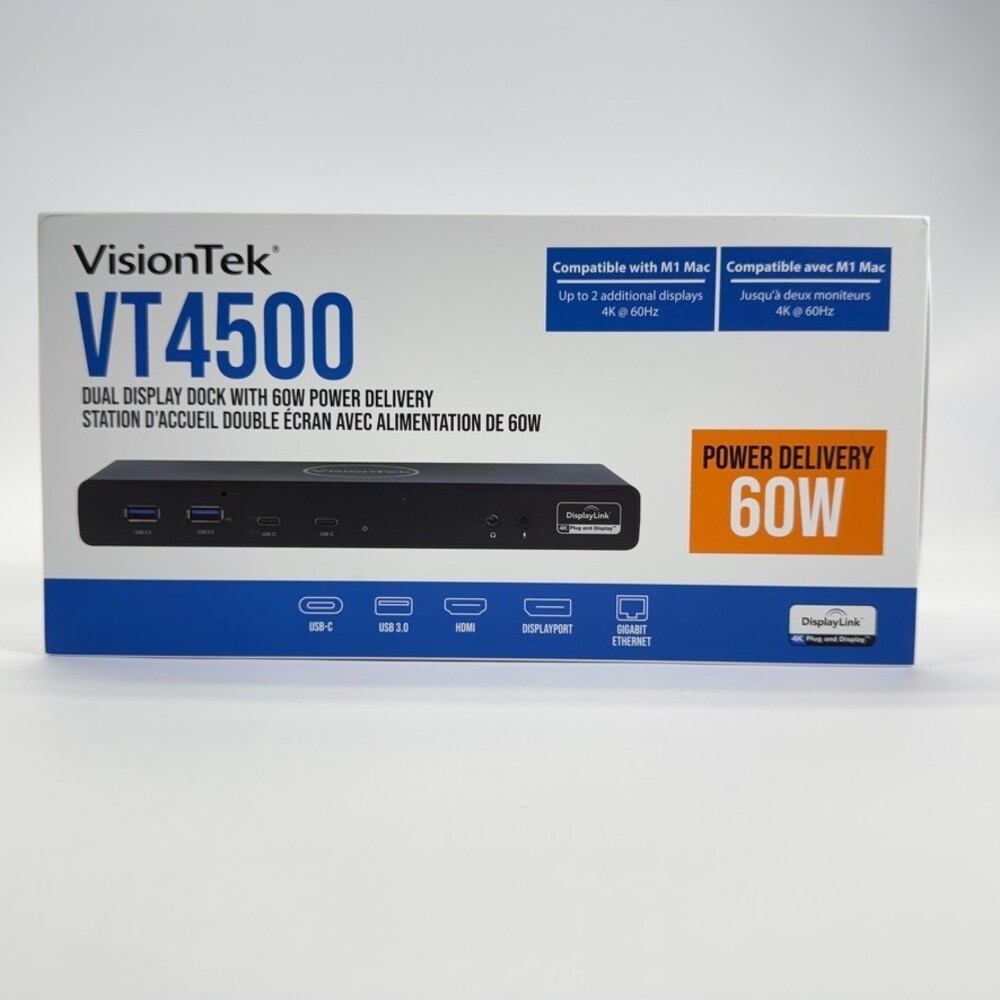 OPEN BOX VisionTek VT4500 60W PD 100W 4K Display Universal Docking Station